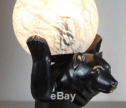 1920/1930 IRENEE ROCHARD STATUE SCULPTURE LAMPE ANIMALIER OURS ECLAIRAGE LUMIERE