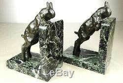 1920/1930 Ir. Rochard Serre-livres Statue Sculpture Art Deco Animalier Chevreaux