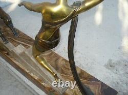 1920/1930 J Dauvergne Rare Grande Statue Sculpture Ep Art Deco Diane Chasseresse