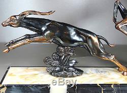 1920/1930 LIMOUSIN GRD RARE STATUE SCULPTURE ART DECO ANIMALIER GAZELLE ANTILOPE