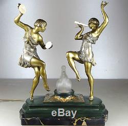 1920/1930 Limousin Rar Lampe Statue Sculpture Chryselephantine Art Deco Danseuse