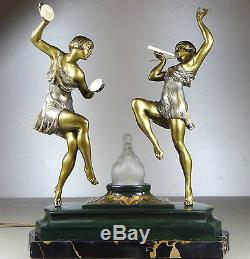 1920/1930 Limousin Rar Lampe Statue Sculpture Chryselephantine Art Deco Danseuse