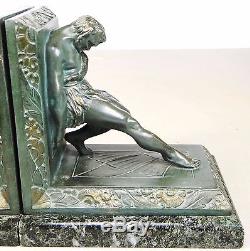 1920/1930 Limousin Rare Paire Grds Serre-livres Statue Sculpture Art Deco Faunes