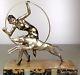 1920/1930 Limousin Rare Statue Sculpture Art Deco Danseuse Levrier Chien Cerceau
