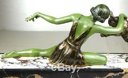 1920/1930 Limousin Rare Statue Sculpture Art Deco Femme Danseuse Chevreau Animal