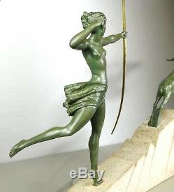 1920/1930 M Bouraine M Le Verrier Demarco Grd Statue Sculpture Art Deco Atalante