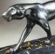 1920/1930 M. Font Rare Statue Sculpture Art Deco Animaliere Panthere Noire Felin