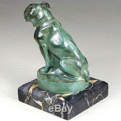 1920/1930 MAX LE VERRIER RARE STATUE SCULPTURE ART DECO ANIMALIERE CHIEN DOGUE