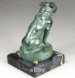 1920/1930 MAX LE VERRIER RARE STATUE SCULPTURE ART DECO ANIMALIERE CHIEN DOGUE