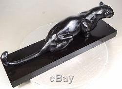 1920/1930 Meriadec Max Le Verrier Rare Statue Sculpture Art Deco Panthere Noire