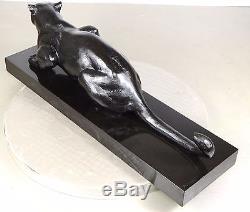 1920/1930 Meriadec Max Le Verrier Rare Statue Sculpture Art Deco Panthere Noire