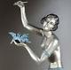 1920/1930 Molins Rare Gr Statue Sculpture Art Deco Danseuse Nue Ballerine Oiseau