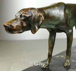 1920/1930 Max Le Verrier Rare Statue Sculpture Art Deco Bronze Animalier Chien