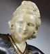 1920/1930 Menneville Rare Grnde Statue Sculpture Art Deco Chryselephantine Femme