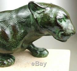 1920/1930 Meriadec Max Le Verrier Grnde Statue Sculpture Art Deco Panthere Felin