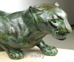 1920/1930 Meriadec Max Le Verrier Grnde Statue Sculpture Art Deco Panthere Felin