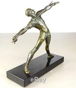 1920/1930 P Le Faguays Rare Statue Sculpture Art Deco Bronze Athlete Homme Sport