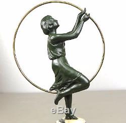 1920/1930 P. Sega Rare Statue Sculpture Art Deco Danseuse Au Cerceau N°2/paire