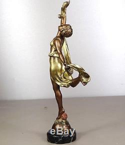 1920/1930 P Sega Sprb Statue Sculpture Art Deco Danseuse Ballerine Femme Echarpe