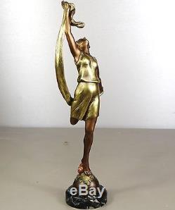 1920/1930 P Sega Sprb Statue Sculpture Art Deco Danseuse Ballerine Femme Echarpe