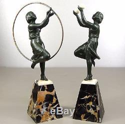 1920/1930 P. Sega Statue Sculpture Art Deco Chryselephantine Danseuse N°1/paire