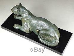 1920/1930 Rulas Rare Statue Sculpture Animaliere Art Deco Panthere Felin Lionne