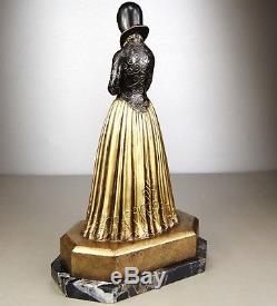 1920/30 Dh. Chiparus Sculpture Chryselephantine Bronze Art Deco Femme Marguerite