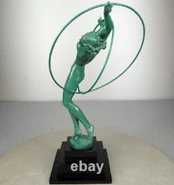 1920/30 Fayral Le Faguays Max Le Verrier Statue Sculpture Art Deco Danseuse Nue