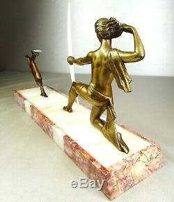 1920/30 J Sabartes Gual Statue Sculpture Art Deco Chryselephantine Bronze Diane
