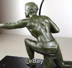 1920/30 Uriano Statue Sculpture Art Deco Archer Homme Chasseur Chryselephantine