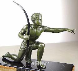 1920/30 Uriano Statue Sculpture Art Deco Archer Homme Chasseur Chryselephantine
