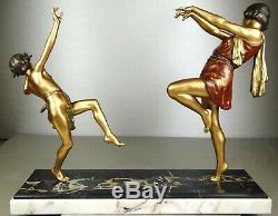 1920 E Carlier Rare Grande Suprb Statue Sculpture Art Deco Danseuse A Toge Faune