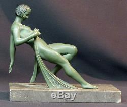 1920 superbe paire statues sculpture bronze signée LIMOUSIN art nouveau déco