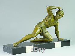 1930/40 ART DECO STATUE SCULPTURE ATHLETE SIGNÉE J. DE RONCOURT