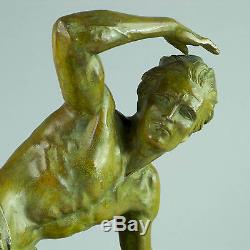 1930/40 ART DECO STATUE SCULPTURE ATHLETE SIGNÉE J. DE RONCOURT