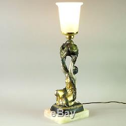 1940 LAMPE ART DECO STATUE SCULPTURE EN REGULE SPELTER