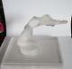 1960s Lalique Chrysis Art Deco Crystal Glass Car Nude Woman Sculpture Bookend