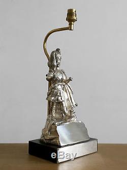 1970 2 Lampe Art-deco Moderniste Sculpture Shabby-chic Argent Massif Silverplate
