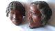 2 Sculptures En Noyer Taille Directe Couple Antaisaka Madagascar Vers 1920