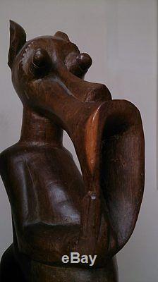 2 statues sculptures art africain Malawi, Ebène massif, antérieures 1950
