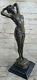 43 Cm Western Art Déco Bronze Jeune Femme Fille Égyptien Danseuse Sculpture
