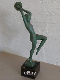 Art Déco Le Verrier Dit Guerbe Sculpture Ésméralda Bronze Patine Verte