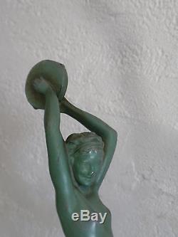 Art Déco Le Verrier Dit Guerbe Sculpture Ésméralda Bronze Patine Verte