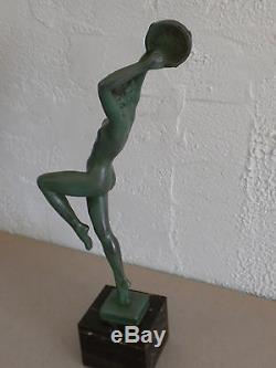 Art Déco Le Verrier Dit Guerbe Sculpture Ésméralda Bronze Patine Verte