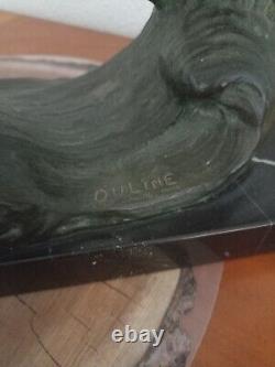 ART DECO Sculpture en bronze mouettes sur vagues signé Alexandre Ouline