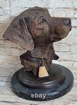 Adorable Chiot Labrador Bronze Art Déco Sculpture Figurine Chien Statue Solde