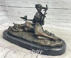 Adulte Art Déco Bronze Érotique Nu Fille Sculpture Statue Lesbienne Figurine