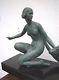 Alexandre Ouline Enorme Sculpture Art Déco Femme Biche 1930 Dg Le Verrier Bronze