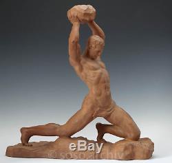 Alexandre OULINE longueur' effort art déco terracotta Sculpture 1930 ATHLET