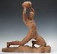 Alexandre Ouline Longueur' Effort Art Déco Terracotta Sculpture 1930 Athlet